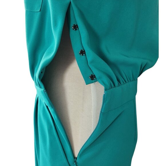 Trina Turk V neck 3/4 Sleeve Sheath Dress Women's Size 2 Green - Picture 8 of 10